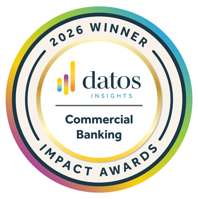Datos Insights 2026 Commercial Banking Impact Awards winner badge